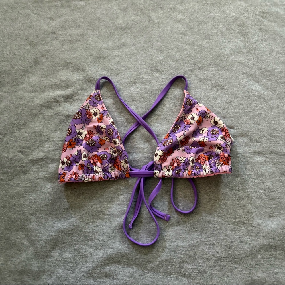 Wild Fable Purple Floral Bikini Top reversible with pink